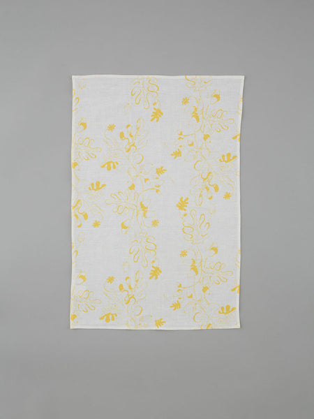 Yellow Oak Leaf & Acorn Tea Towel