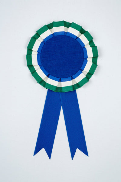 Small Green, White and Blue Striped Rosette
