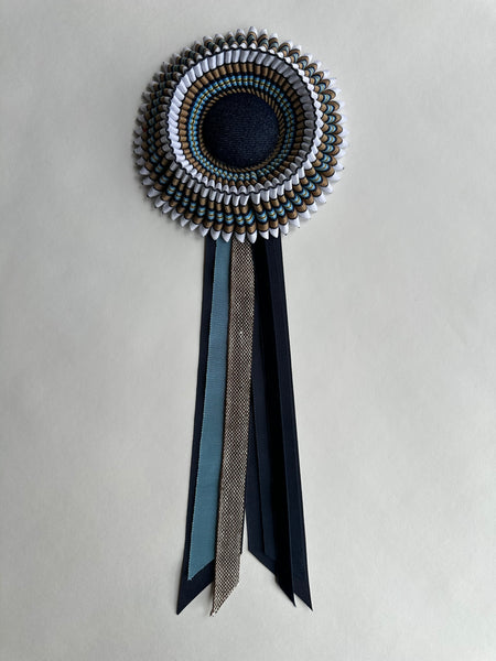 Small Blue, White and Sand Striped Rosette