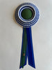 Small Blue & White Stripe & Green Rosette