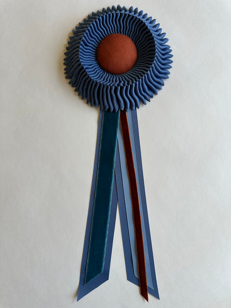 Small Smoke Blue & Rust Rosette