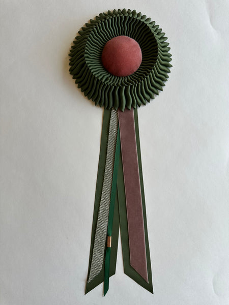 Small Khaki Green & Pink Rosette