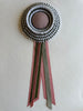 Small Khaki & White Stripe & Dusty Pink Rosette