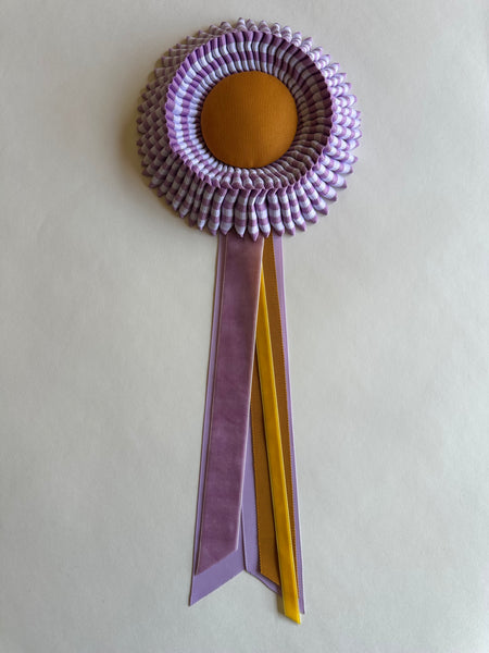 Small Lilac & White Stripe & Yellow Rosette
