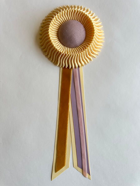 Small Buttermilk Yellow & Dusty Pink Rosette