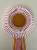 Small Light Pink & White Stripe & Yellow Rosette