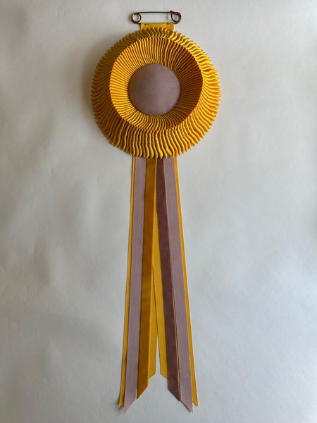 Large Golden Yellow and Dusty Pink Rosette