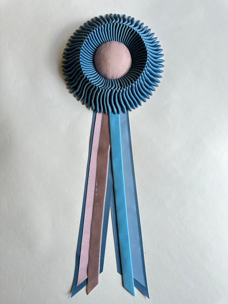 Medium Antique Blue and Pale Pink Rosette