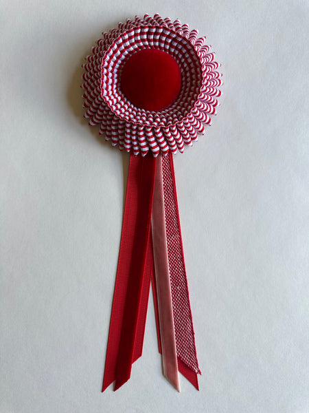 Mini Red and White Striped Rosette