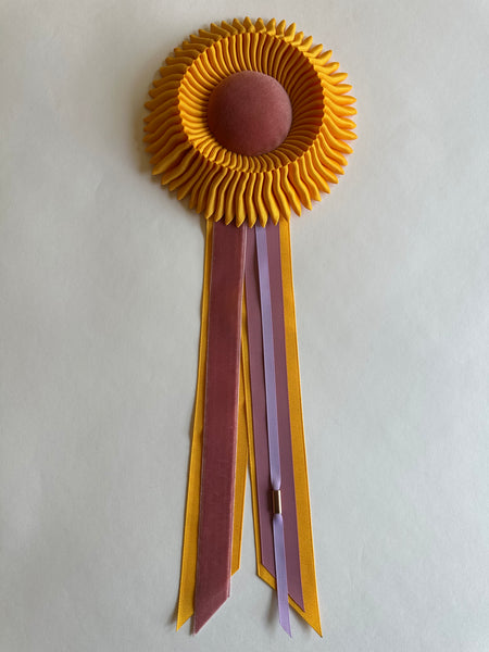 Small Golden Yellow and Pink Rosette