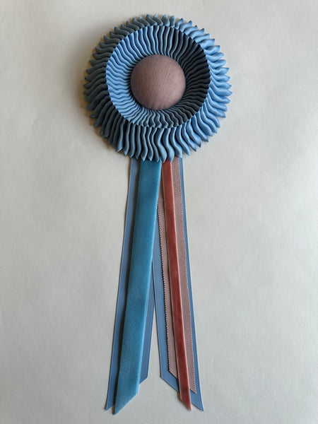Small French Blue and Pale Pink Rosette