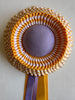 Small Yellow & White Stripe & Lilac Rosette