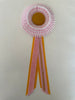 Small Light Pink & White Stripe & Yellow Rosette