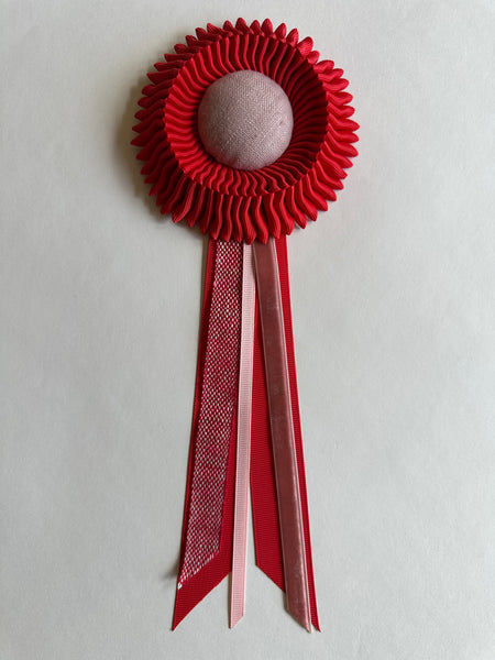 Mini Red and Pale Pink Rosette