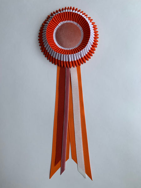 Small Orange and White Stripe Rosette