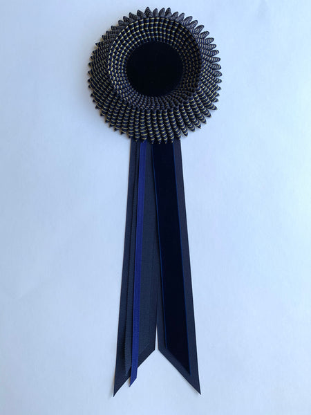 Small Navy and Gold Stripe Rosette