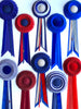 Small Blue and White Stripe Rosette