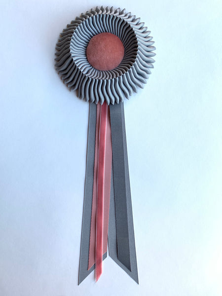 Small Dove Grey and Pink Rosette