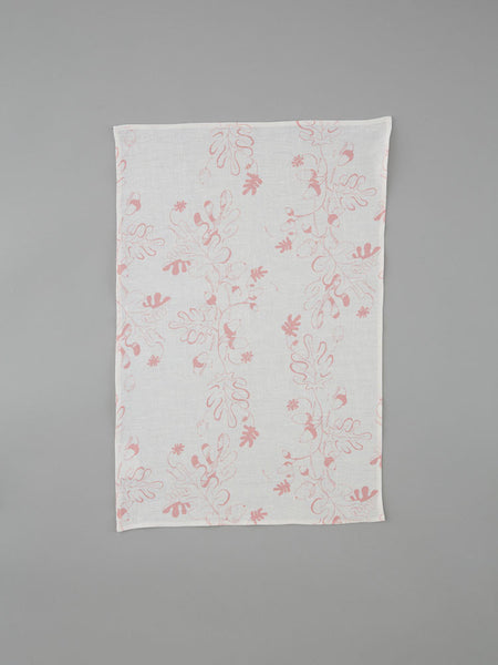 Pink Oak Leaf & Acorn Tea Towel