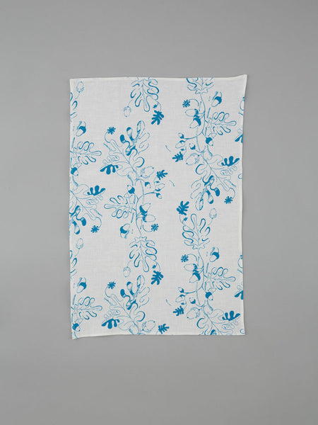 Turquoise Oak Leaf & Acorn Tea Towel