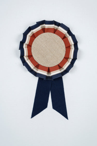 Small Navy, Taupe, Cream and Rusty Orange Striped Rosette