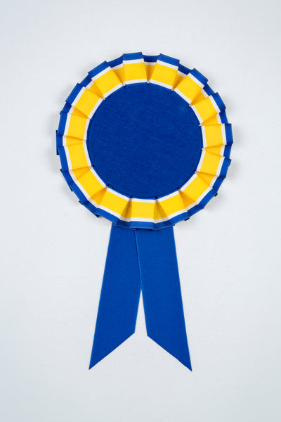 Small Blue, White and Yellow Striped Rosette