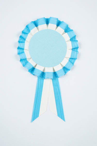 Small Light Blue and White Striped Rosette