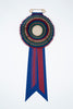 Large Burgundy, Blue, Green and Brown Striped Rosette