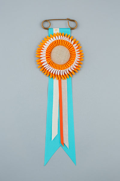 Orange and white stripe Rosette