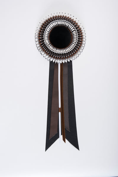 Medium Dark Brown, Tan, White and Black Stripe Rosette