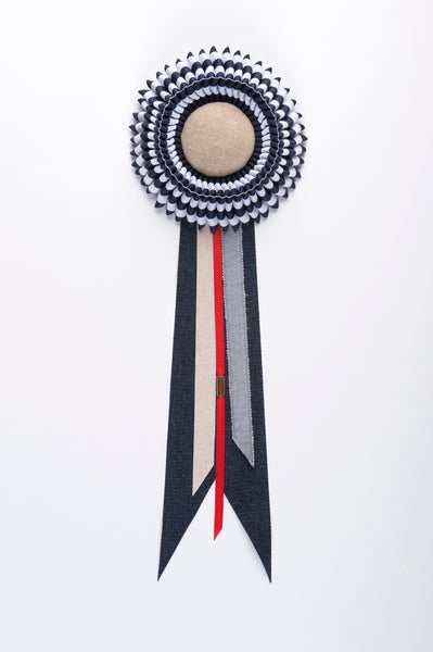 Small Blue and White Stripe Rosette